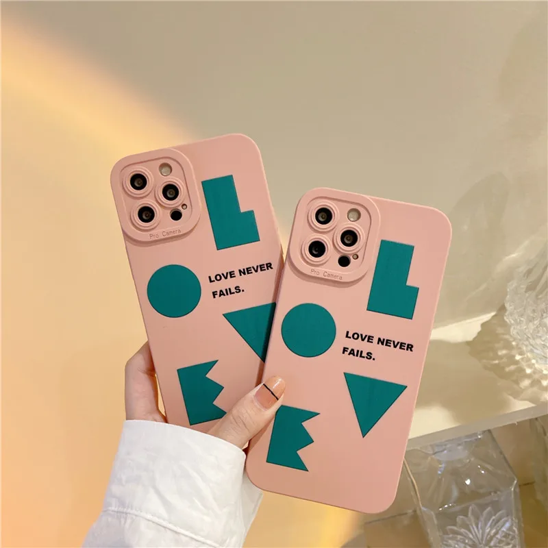 

For iphone 13 case Ins pink geometry Soft silicon case for iphone 11 12 Pro Max 13 11Pro X XR XS Max 7 8 Plus silicone cover