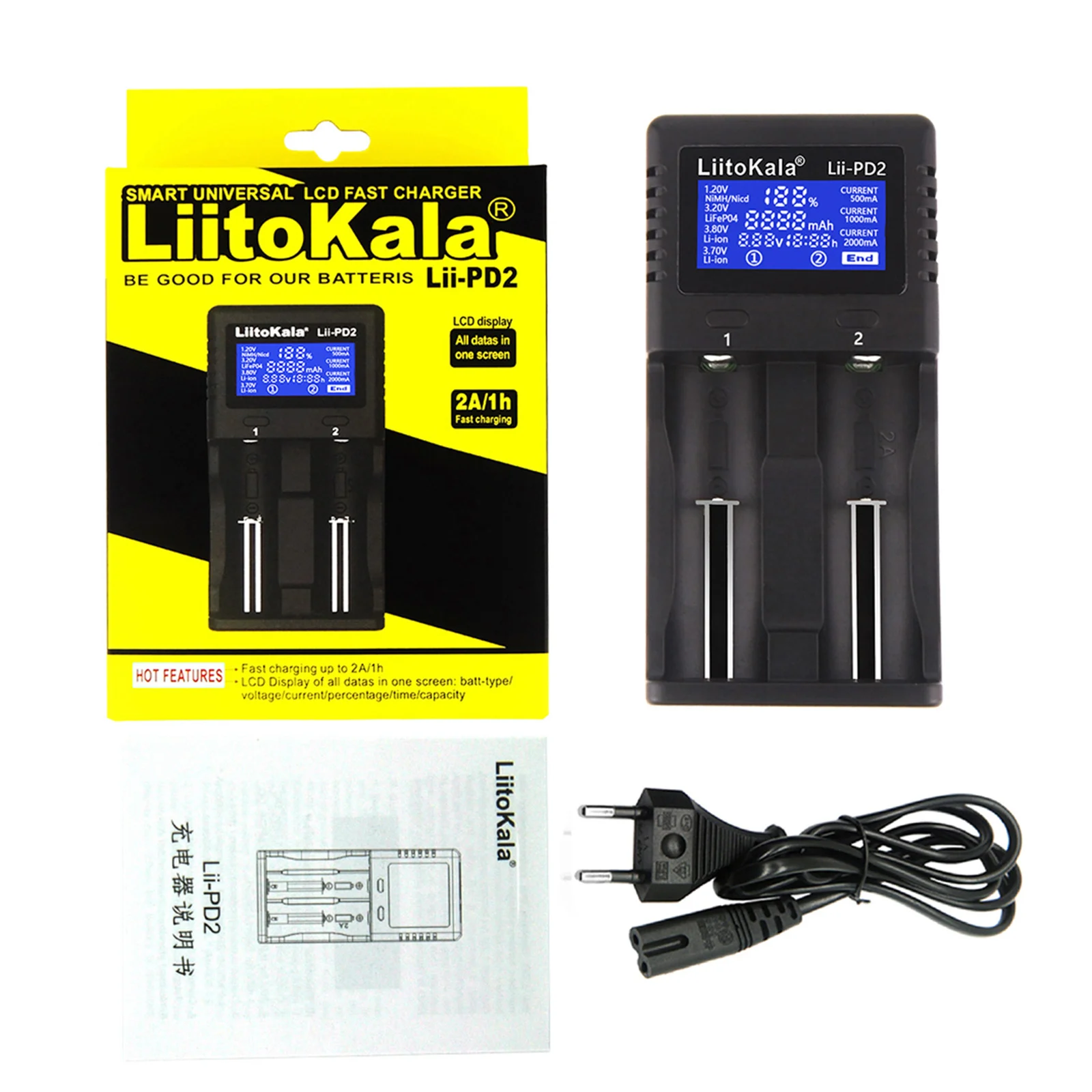 Зарядное устройство Liitokala LII-PD2 для литиевых никель-металлогидридных