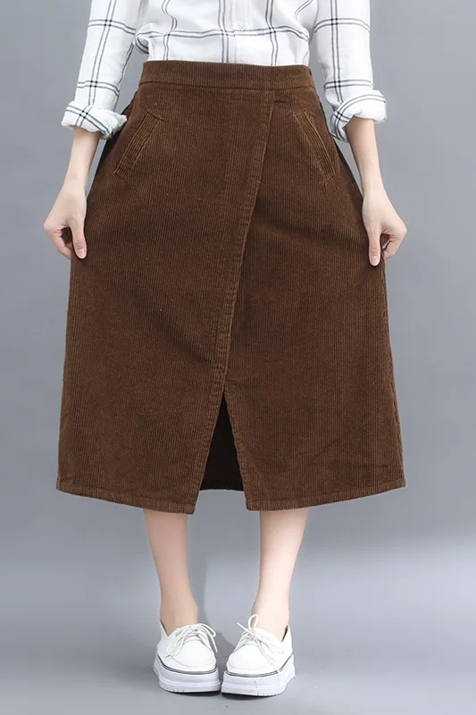 Faldas mujer moda Осенняя новая юбка versa Вельветовая юбка большого размера Женская faldas largas mujer