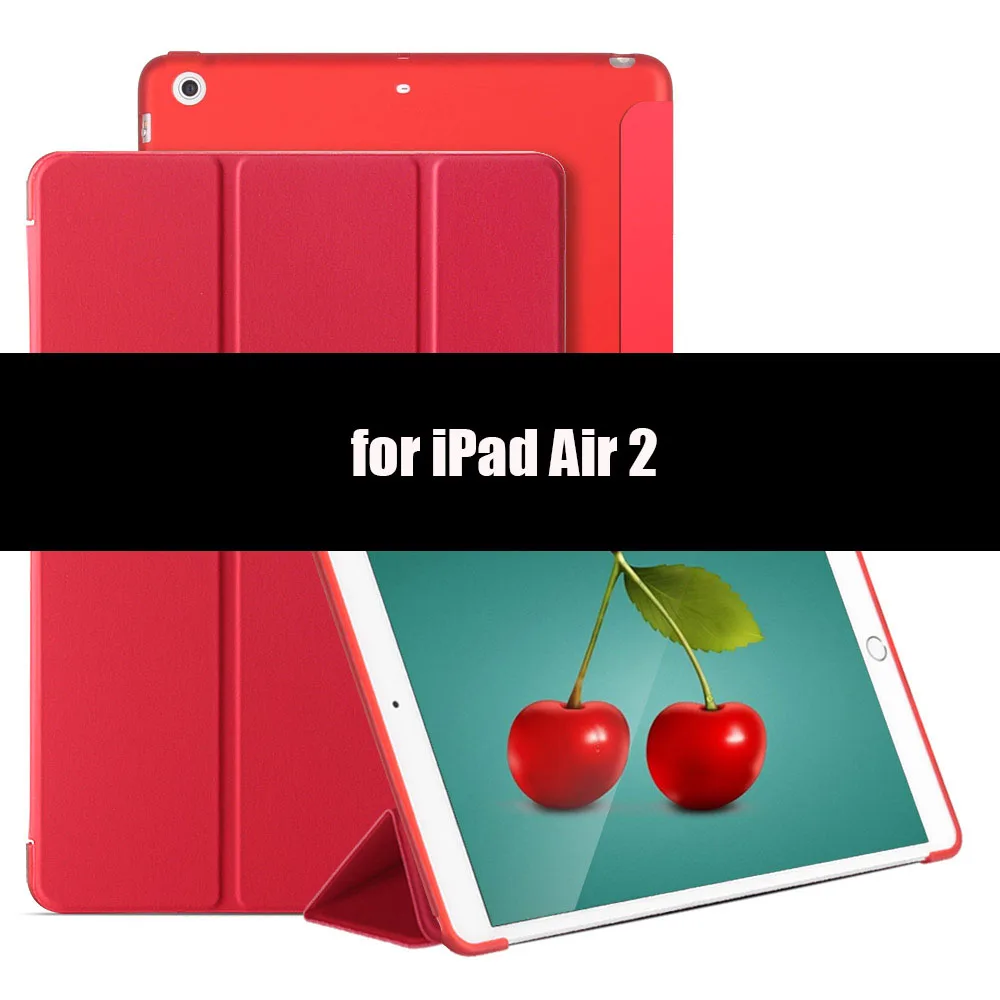 Red-2 Чехол для iPad Air 2 Air 1, мягкий ТПУ задний смарт-чехол флип-чехол с подставкой PU кожаный чехол для iPad Air противоударный и пылезащитный - Цвет: Red-2
