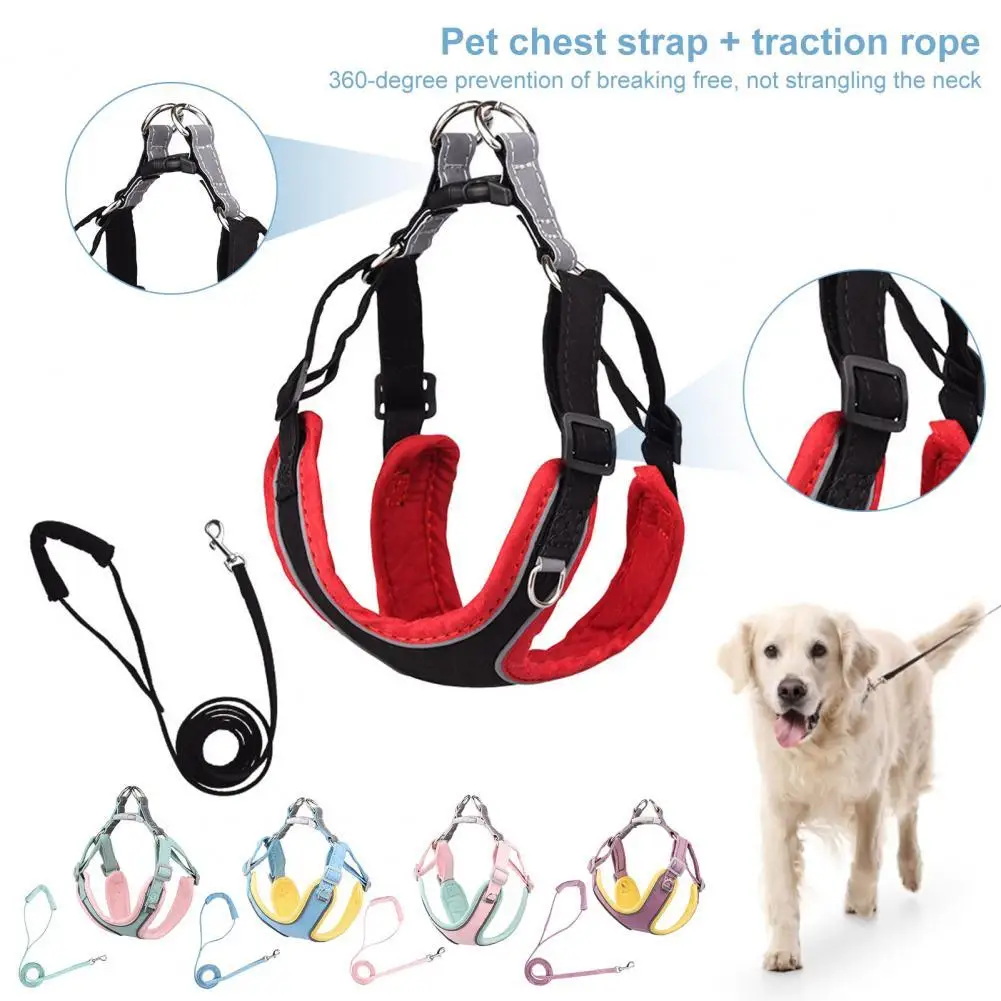 

Dogs Harness Set Soft Pet Traction Rope Set Lightweight Breathable Premium Dogs Chest Strap Traction Leash Kit