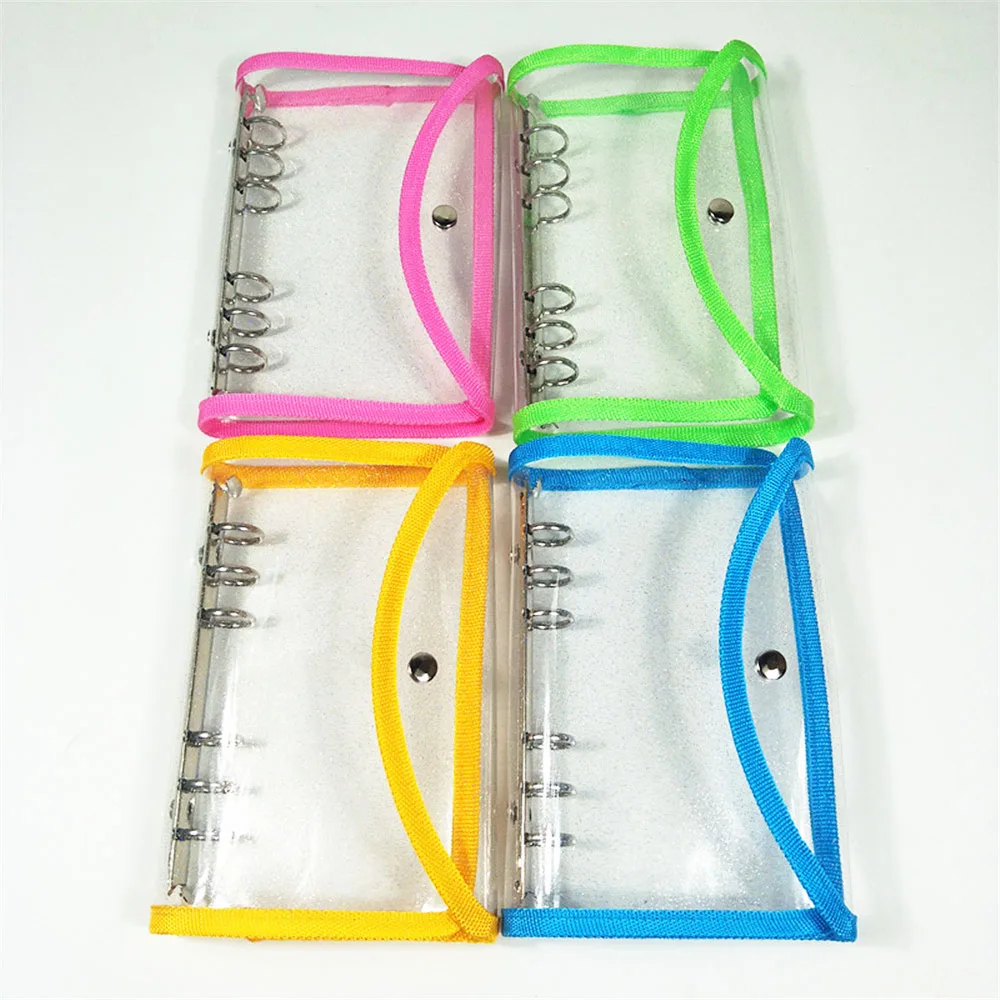 

1pc Glitter Sequins Loose Leaf Notebook Inner Core Cover 6 Rings Transparent File Folder Diary A6 Binder Ring Agenda Planner