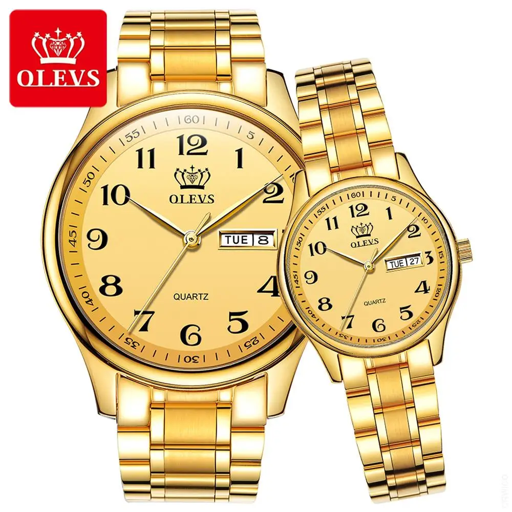 OLEVS Couple Watch Men Women Stainless Steel Fashion Pair Watches Clock reloj hombre reloj mujer Digital dial Lovers Watches