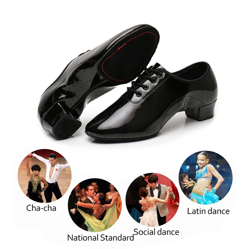 SWDZM Men Latin Dance Shoes Black Low Heels Ballroom Men's Dancing Shoes for Boys Tango Salsa Rumba Modern Jazz Dance Sneaker
