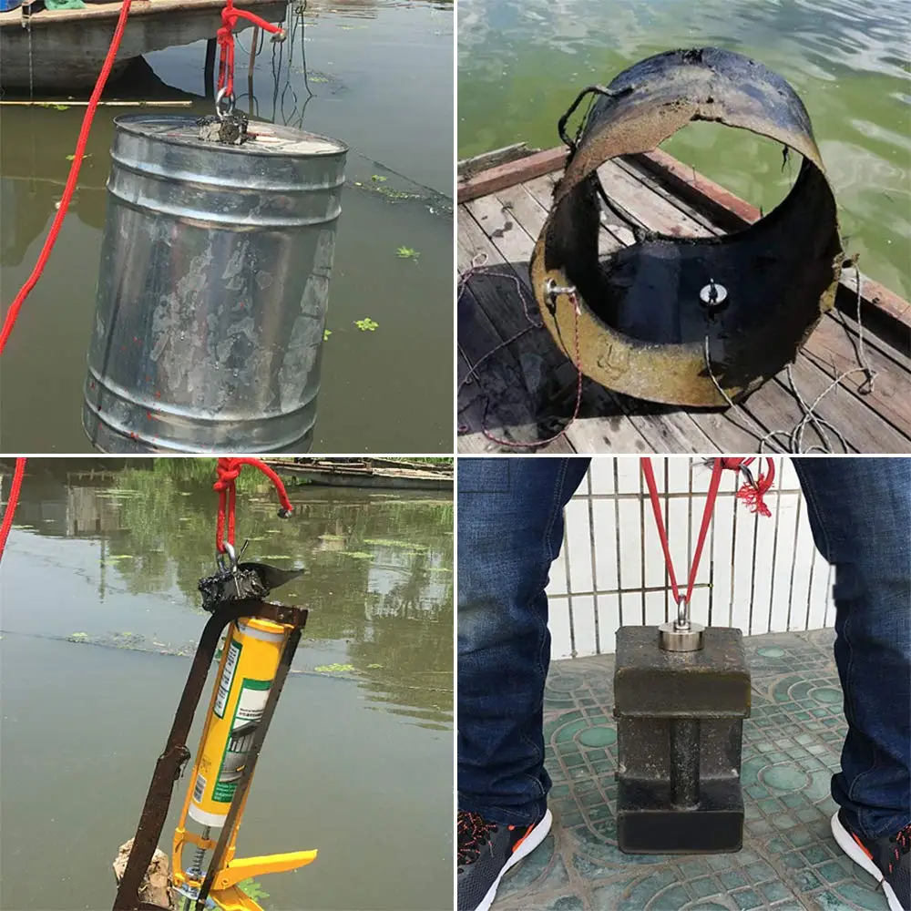 

1Pcs Strong Neodymium Magnet Salvage Magnet Deep Sea Fishing Magnets Holder Pulling Mounting Pot with Ring Eyebolt