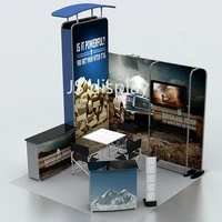 10ft portable tube waveline trade show display booth pop up banner exhibits with counter led lights