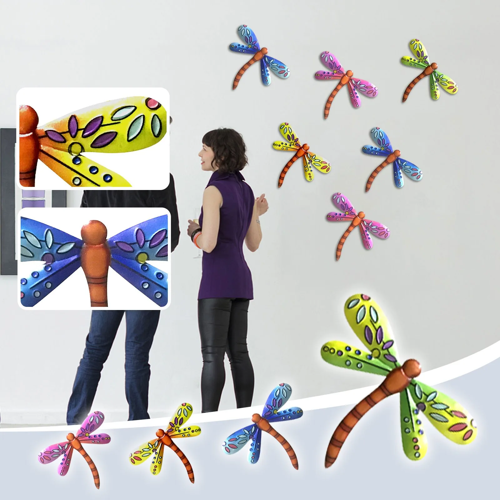 

Garden Backyard Metal Insect Wall Hanging Decoration Garden Dragonfly Chimes Iron Art Dragonfly Small Animals Metal Crafts