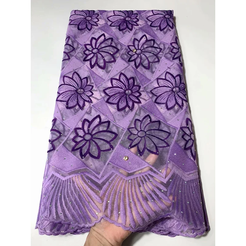 Африканская кружевная ткань высокого качества нигерийская чистая фиолетовая