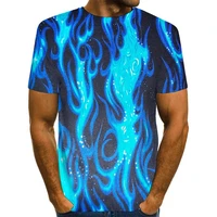 mens graphic shirt 3d print flame t shirt novelty fire top casual blue tee us size unisex clothing