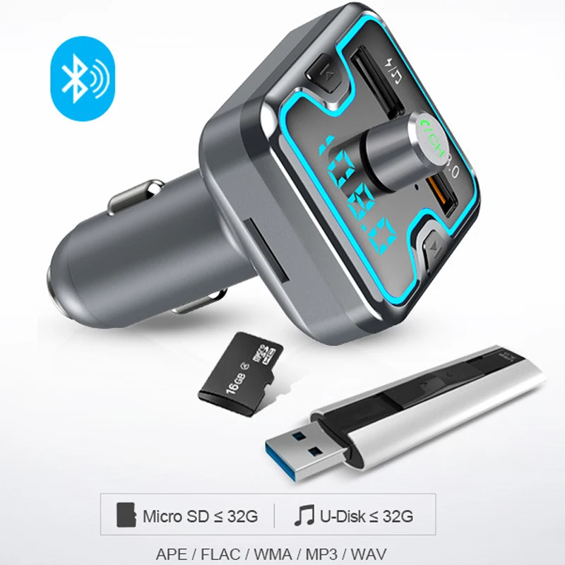 VR robot Bluetooth V5.0 FM передатчик модулятор 6 цветов светодиодный Автомобильный MP3 аудио