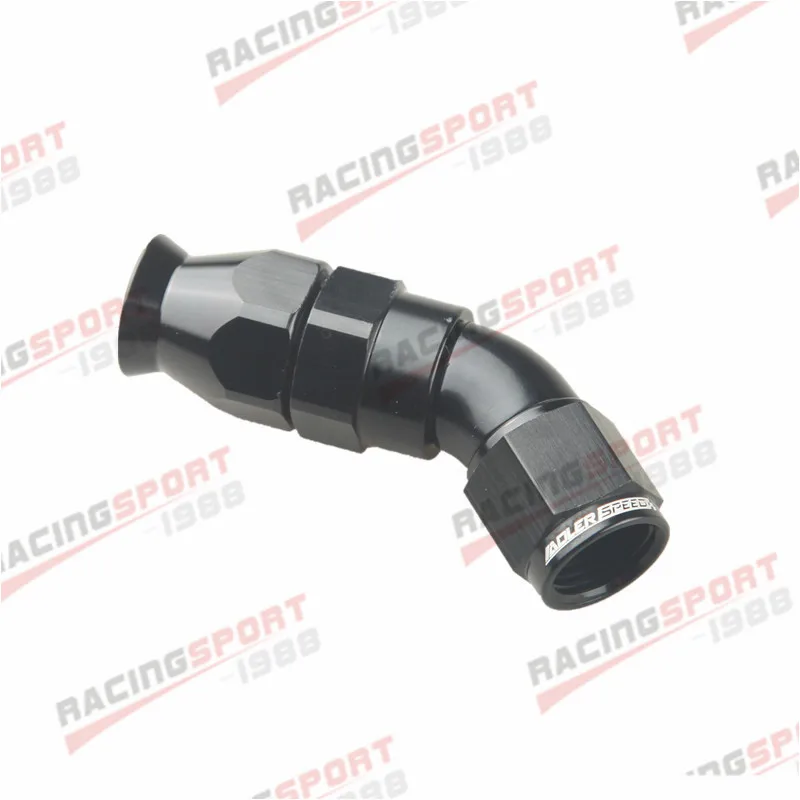 

AN6 6AN AN-6 45 DEGREE REUSABLE SWIVEL PTFE HOSE END FITTING FULL FLOW BLACK/SILVER