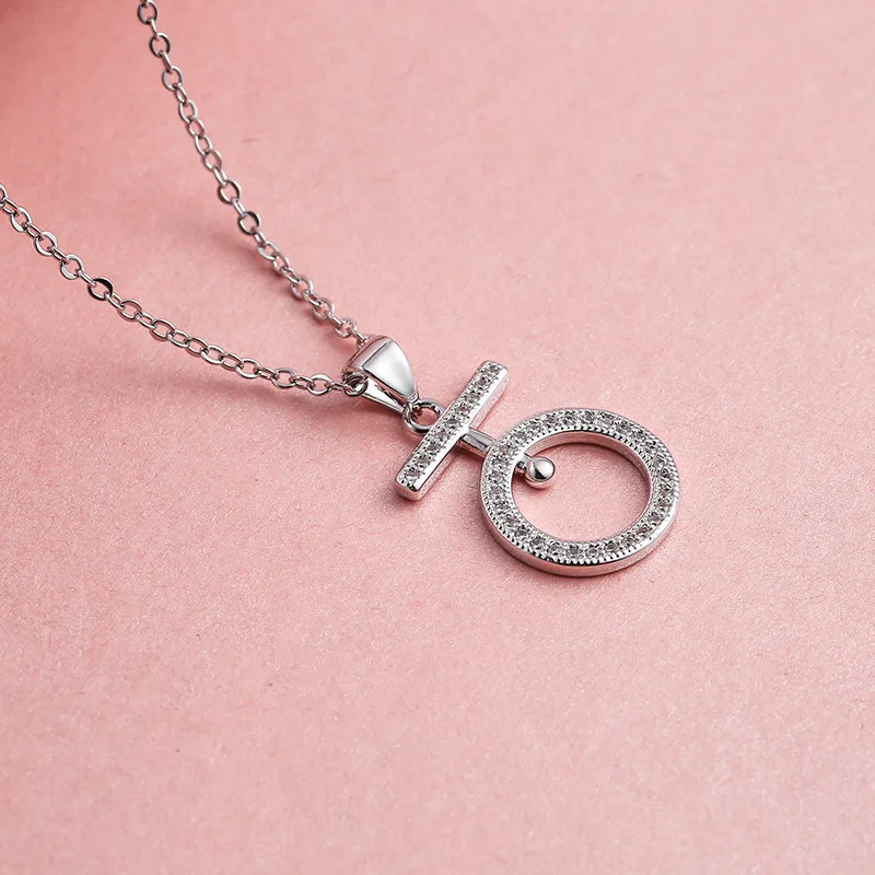 

S925 Silver Necklace Pendant Diamond Luxury Office/career Round Women Fine Jewelry Silver Party Fashion Necklace for Women