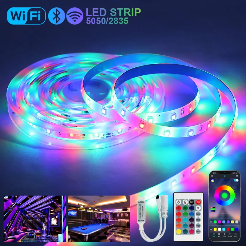 

LED Strips Lights Bluetooth Iuces DC12V 5M 10M 15M 20M Color RGB 5050 SMD 2835 Waterproof WiFi Flexible Lamp Tape Ribbon Diode