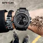 Часы наручные Sanda мужские электронные, брендовые цифровые ударопрочные модные водонепроницаемые в стиле милитари, спортивные