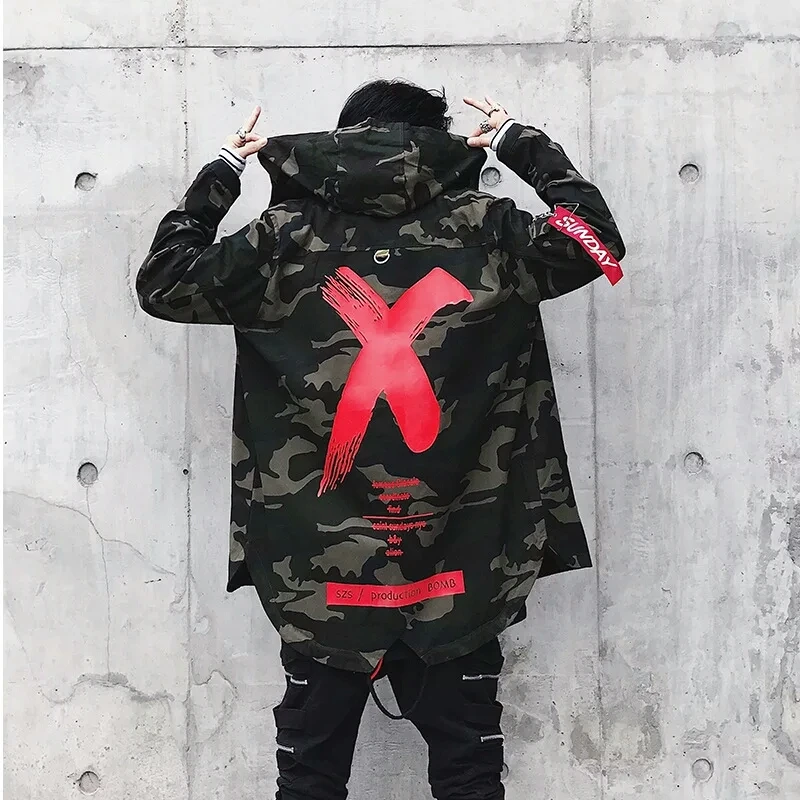 Куртка 11 byb's DARK с большими буквами X камуфляжная куртка красного желтого цвета