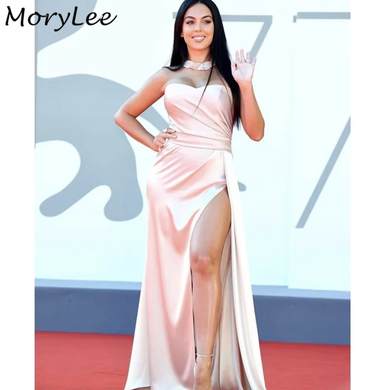 

Prom Dresses Sweetheart Sleeveless Side Slit Silk Satin Mermaid Prom Dresses With Zipper Back vestidos de fiesta de noche
