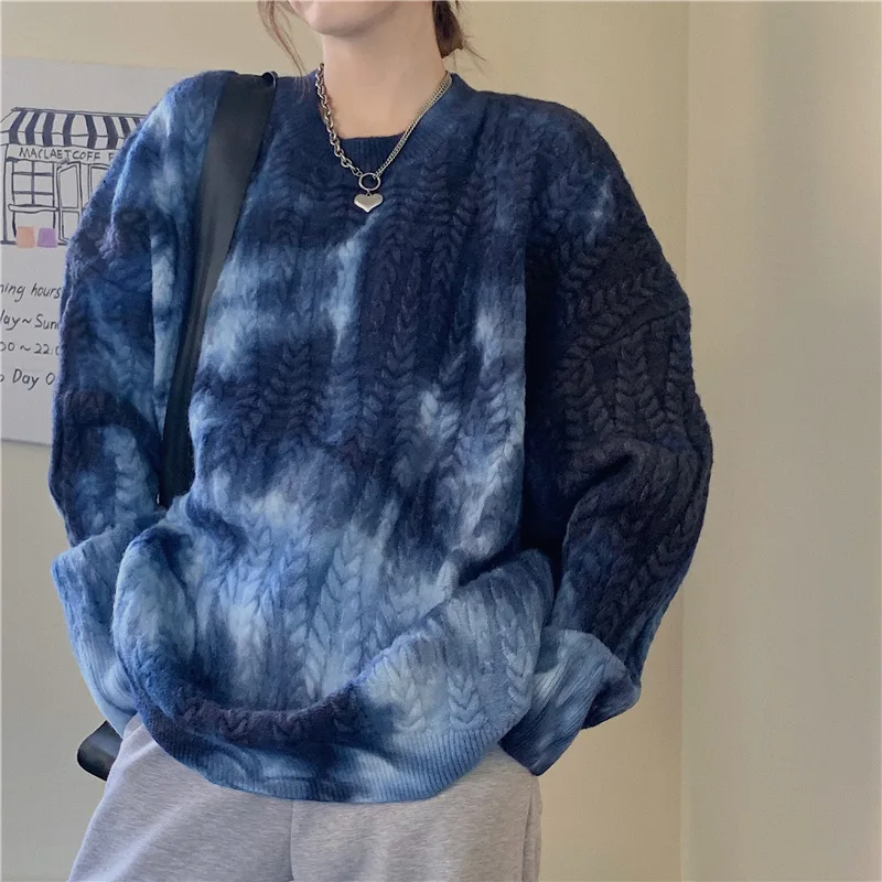 

Sweater Men Harajuku Gengar Women Hip Hop Streetwear Tie-dye Men Clothing Pullover O-neck Oversize Fashion Casual Couple Sweater