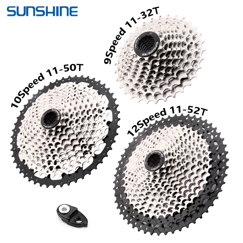 SUNSHINE 8/9/10/11/12Speed Freewheel MTB Mountain Bike Bicycle Cassette Sprocket Flywheel 32/36/40/42/46/50/52T for Shimano SRAM