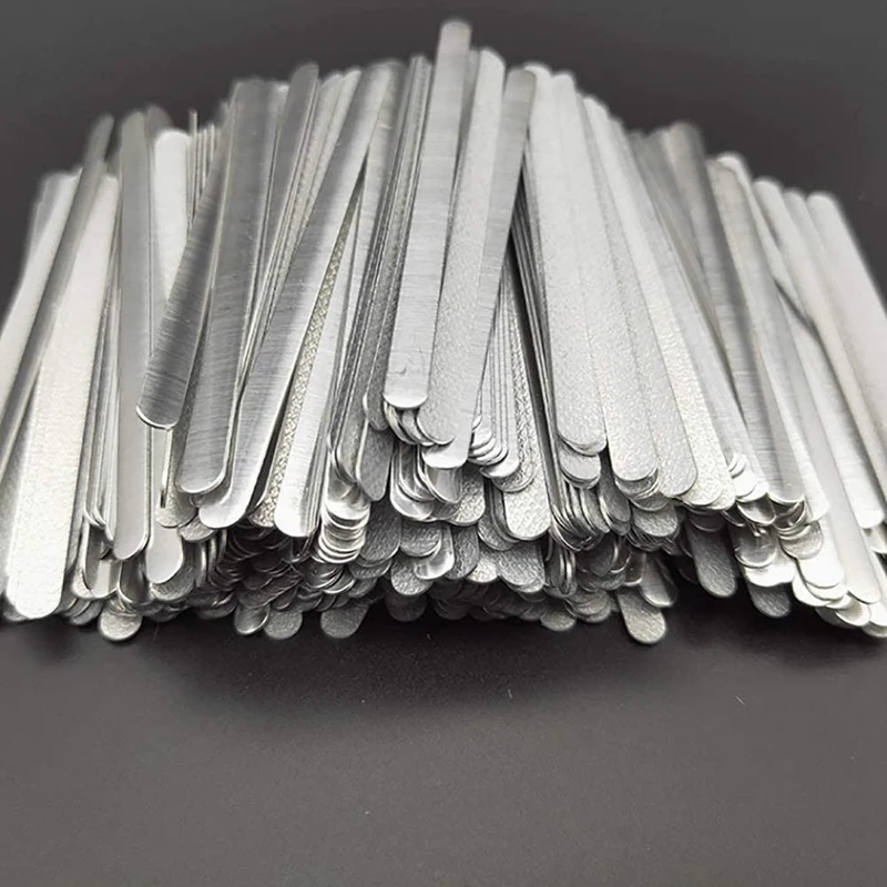 

1000Pcs Adhesive Metal Flat Aluminum Nose Bridge Strip Clips for DIY Craft Mask Material Making