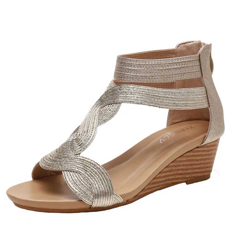 

Sandals women sandals summer size slim women's shoes back zipper Roman shoes