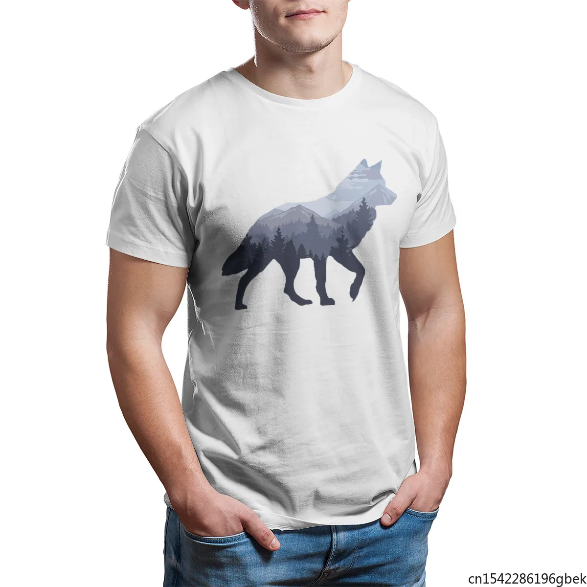 

Lone Wolf Survives The Mountain Silhouette Art Men's T-Shirt