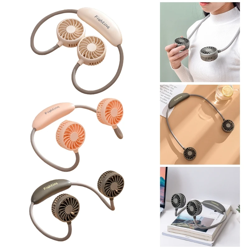 

Creative Triangle Hanging Neck Fan Portable USB Charging Small Air Cooler Tool