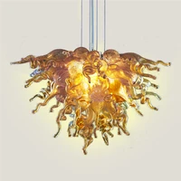 italy atistic lobby murano glass pendant lamps dale chihuly style amber chandeliers