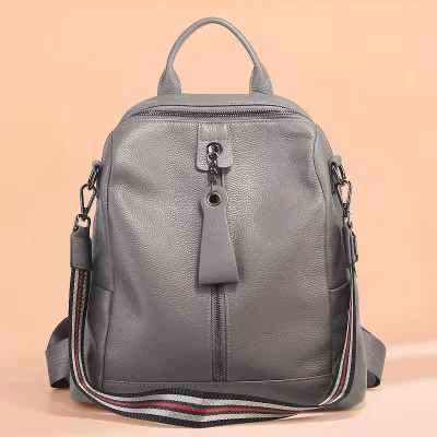 Женская Вместительная дорожная сумка из натуральной кожи школьный ранец