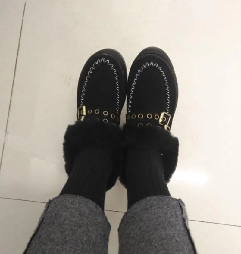 На каблуке слипоны пушистый лифт Flatform батильоны тепло Зимние снегоступы сапоги для женщин женские ботильоны обувь платформе Harajuku Muffin австралиец мода женская китайский женский короткая