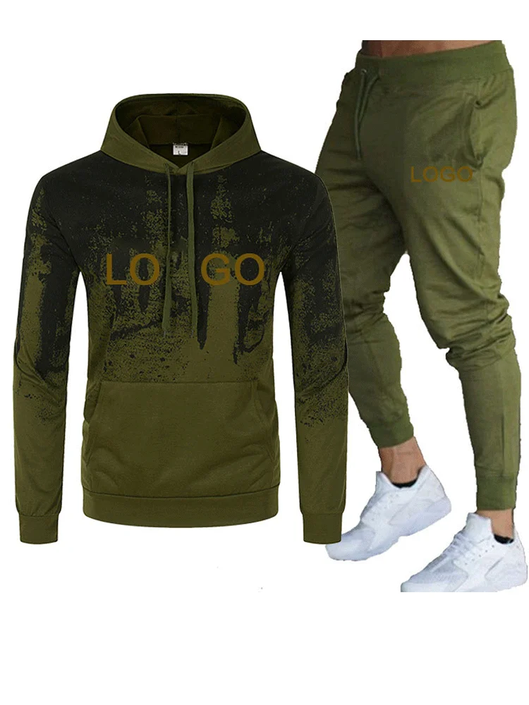 Men's Set Fleece Hoodie Pant Thick Warm Tracksuit Sportswear Hooded Track Suits Male Sweatsuit Tracksuit SY028