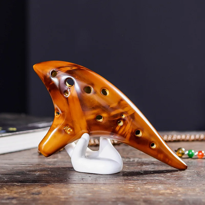 12 отверстий Копченый ожога флейта окарина альт C керамический музыкальный