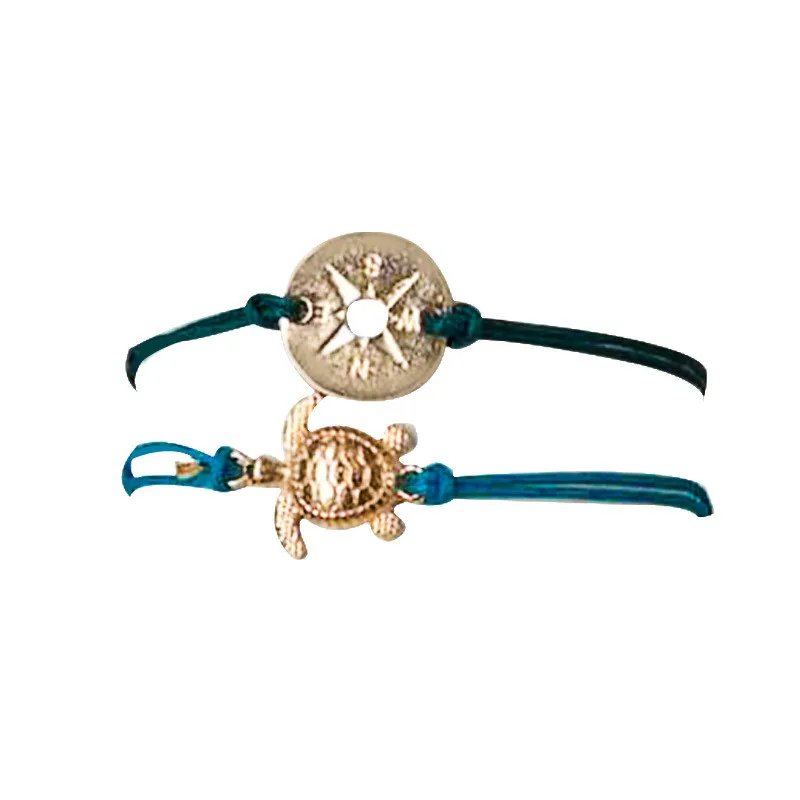 2 шт./компл. пляжная голубая веревка черепаха наручный компас набор для мужчин