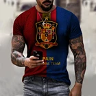 Футболка мужская с 3D-принтом, повседневная спортивная с круглым вырезом, с коротким рукавом, в стиле сборной Италии, Испании, Англии, лето