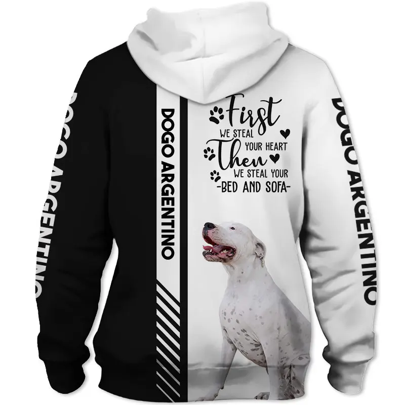 Толстовка унисекс с 3D-принтом в виде собак Dogo серебристо-голубого цвета для