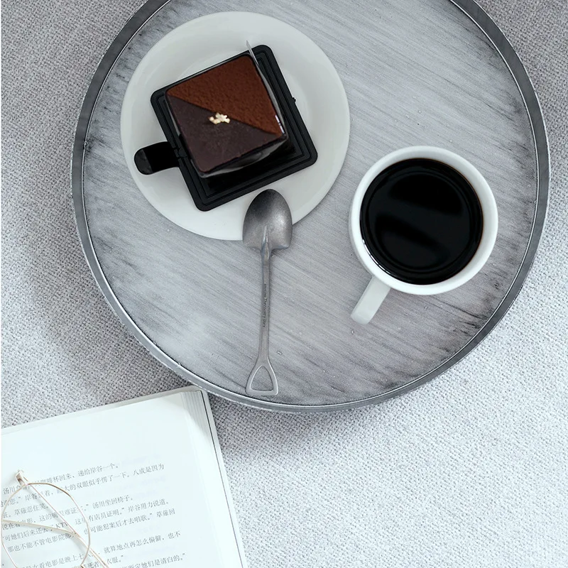 Серебряный Золотой железный лоток винтажная круглая тарелка для фруктового