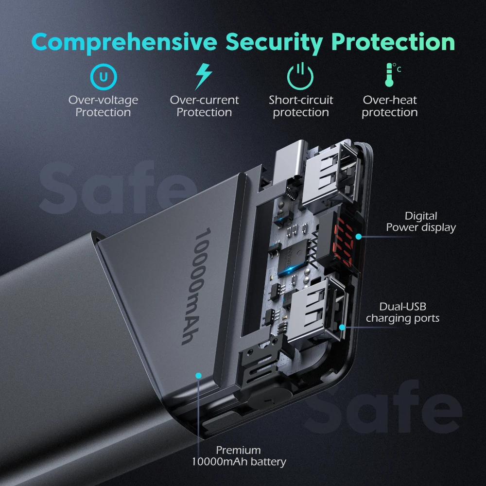 ROMOSS PSP10 внешний аккумулятор 10000 мАч тонкий портативный USB LED зарядное устройство