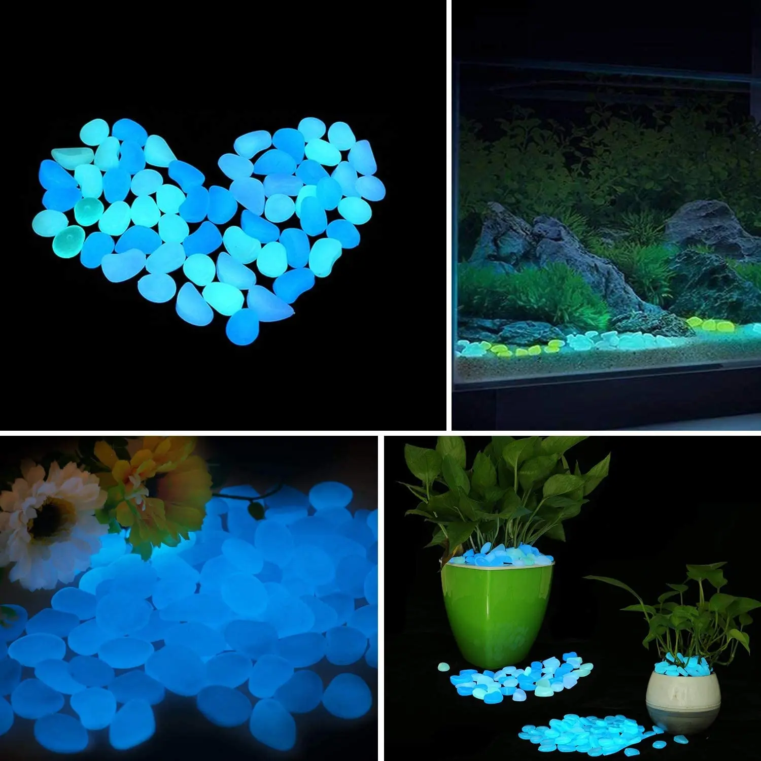 

METABLE 200 Pcs Glowing Pebbles Glow in the Dark Stones Rocks Luminous Cobblestones for Garden Walkways Decor Aquarium Fish Tank