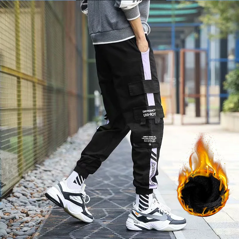 Men's Side Pockets Cargo Harem Pants 2020 Ribbons Black Hip Hop Casual Male Joggers Trousers Fashion Streetwear 5XL | Мужская одежда