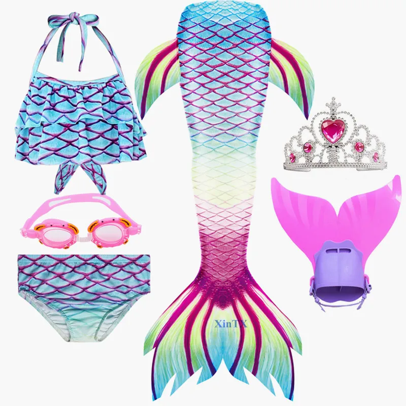 Купальный костюм для девочек с хвостом Русалочки купальный моноластами и