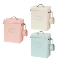 multifunction iron washing powder bucket with spoon and lid square laundry powder storage box rice barrel container bin