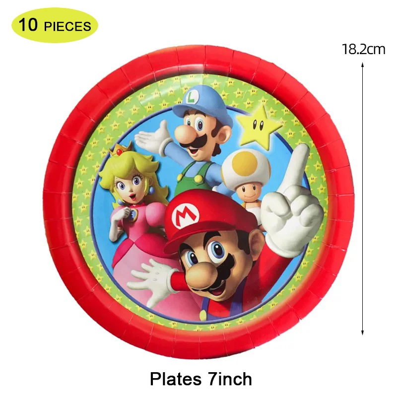 Mantel desechable de Mario y de papel para ni&ntilde;os, servilletas, pajitas, mantel, vajilla para fiesta de cumplea&ntilde;os, suministros de ba&ntilde;o para beb&eacute;, 83 Uds.-3