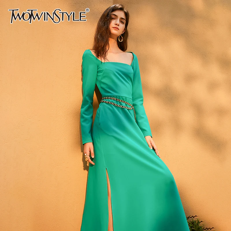 Женское платье туника TWOTWINSTYLE винтажное с квадратным воротником и длинным