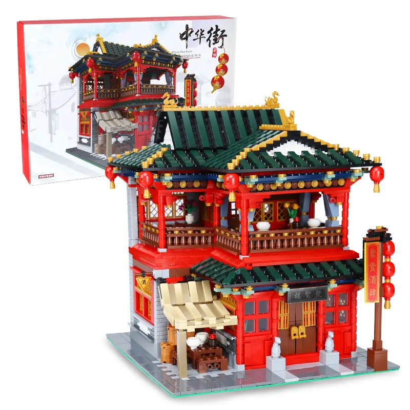 DHL XB01002 китайские уличные игрушки MOC красивый набор таверны сборные строительные