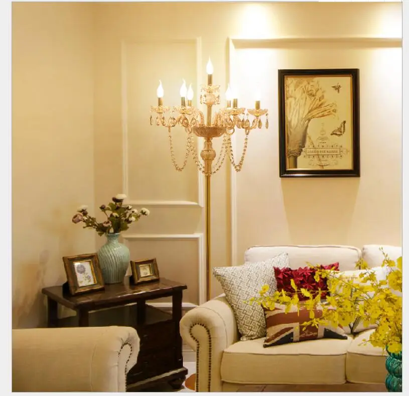 Современные декоративные хрустальные напольные лампы для спальни золотая