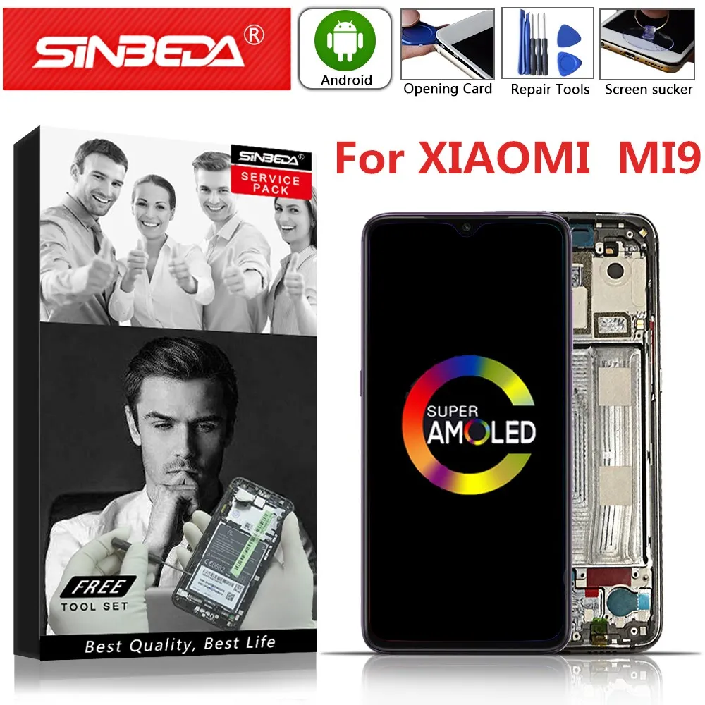 6,3" AMOLED для Xiaomi Mi 9 ЖК-дисплей кодирующий преобразователь сенсорного экрана в сборе для Xiaomi Mi 9 SE ЖК-дисплей для Xiaomi Mi 9