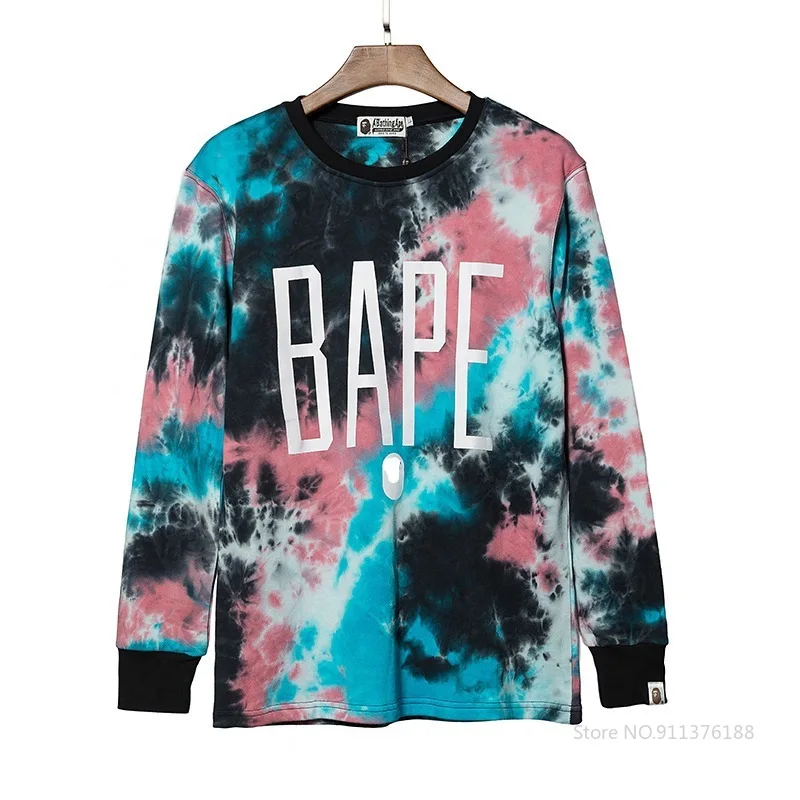 

Sweatshirt Autumn Tie-dye Gradient Crew Bape Shark Neck Casual Thin Lounge Wear Fashion Graphic Streetwear Tracksuit