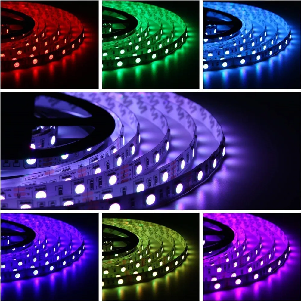 1 м 2 3 4 5 10 Светодиодные ленты светильник RGB SMD 5050 30 светодиодов/м 60 светодиодов/m