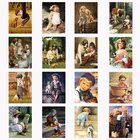 Алмазная живопись Маленький мальчик и собачка, квадратный бриллиантовый горный хрусталь Алмазная вышивка, Детская мозаика, вышивка крестиком, украшение для дома