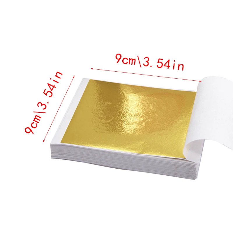 

9x9cm 100Pcs Gold Silver Color Shiny Gold Leaf Sheets for Funiture Lines Wall Craft Hot Stamping Foil Paper Gilding Decoration