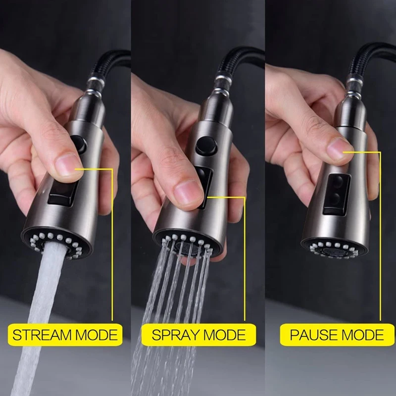 

Pull-Out Hot and Cold Kitchen Faucet, 304 Stainless Steel Kitchen Sink Faucet with Pull-Down Nozzle